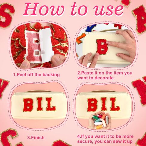 ASTARON 26 Pcs Self Adhesive Letter Patches Chenille Letters Stickers, A-Z Embroidered Applique Patches Alphabet Cloth Patch for Clothes, Bags, Hat, Phone Case, DIY Accessories (Red) in Saudi Arabia