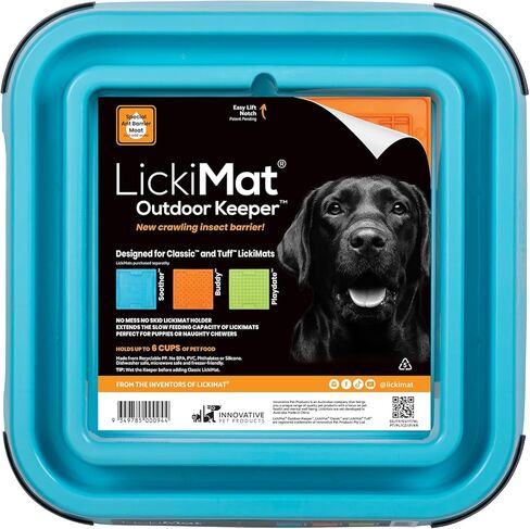 LickiMat Outdoor Keeper Dog Feeding Station - Slow Feeder Lick Mat Keeper for Dogs Food, Treats, Yoghurt & Peanut Butter - Extend Licky Mats for Dogs into Full Feeder, Green. in Kuwait