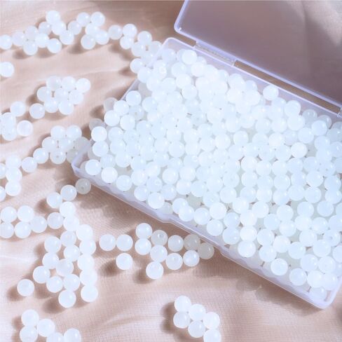 360pcs حبات زجاجية كبيرة ، حبات زجاجية 8 ملم لباريليت ومجوهرات صنع الحرف اليدوية (أبيض) in Kuwait