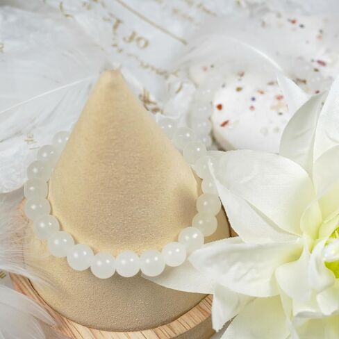 360pcs حبات زجاجية كبيرة ، حبات زجاجية 8 ملم لباريليت ومجوهرات صنع الحرف اليدوية (أبيض) in Kuwait