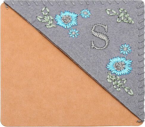 PATIKIL Personalized Embroidered Corner Bookmark, Cute Flower Felt Stitched Triangle Book Mark Page Marker for Women Men Book Lovers Teachers, Grey, Letter B in Saudi Arabia