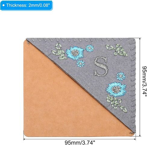 PATIKIL Personalized Embroidered Corner Bookmark, Cute Flower Felt Stitched Triangle Book Mark Page Marker for Women Men Book Lovers Teachers, Grey, Letter B in Saudi Arabia