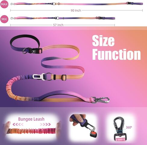 Hands-Free Dog Leash with Bungee for Large Dogs, Waist Belt & Car Seat Bel (Blue) in Saudi Arabia