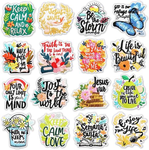 Jongdari 20pcs Positive Affirmations Iron on Patches, Pink Cute Teens Boho Positive Quotes Embroidered Girly Trucker Hat Sew on Applique Patches for Bags Clothes Jackets in Saudi Arabia