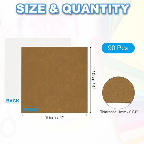 PATIKIL 4"x4" Self Adhesive Felt Fabric Sheets, 90 Pcs 1mm Thick Stiff Felt Sheets Back Felt Crafting Paper for Craft Project, DIY Art Sewing Decoration, White in Saudi Arabia