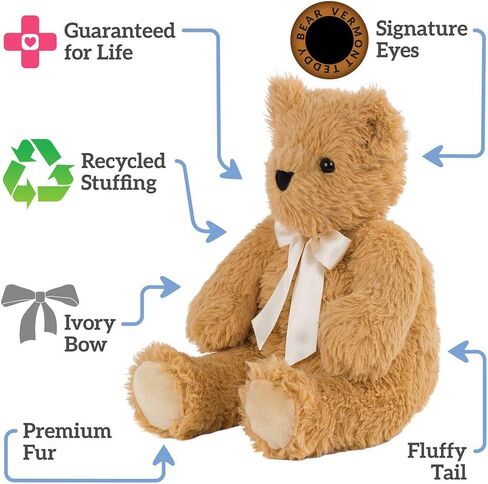 Vermont Teddy Bear Stuffed Animal - 20 Inch Brown Bear Plush Toy - Fluffy and Huggable Collectible Teddy Bear for Kids & Adults - Perfect for Soft Cuddles, Gifts, Easter & Baby Showers in Saudi Arabia