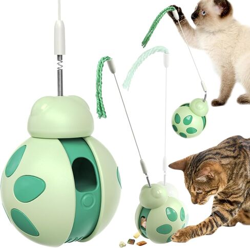 Cat Toys for Indoor Cats, Tumbler Rolling Cat Treat Dispenser with Teaser Wand, Cats Chase Toys for Nxiety Boredom Relie, Indoor Puzzle in Saudi Arabia