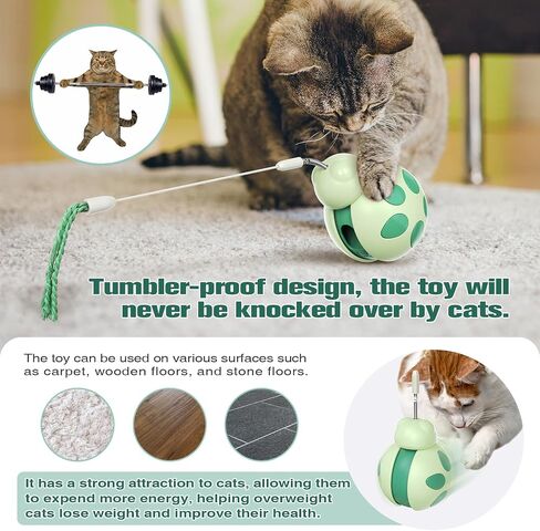 Cat Toys for Indoor Cats, Tumbler Rolling Cat Treat Dispenser with Teaser Wand, Cats Chase Toys for Nxiety Boredom Relie, Indoor Puzzle in Saudi Arabia