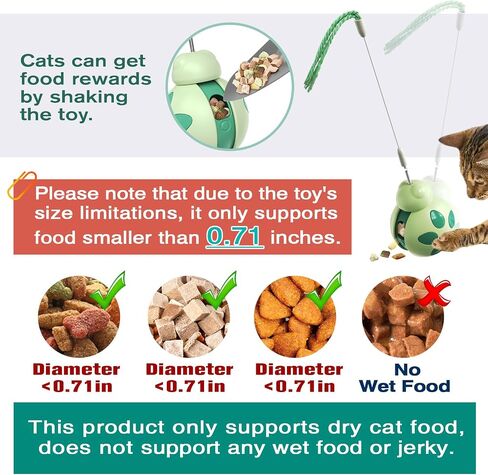 Cat Toys for Indoor Cats, Tumbler Rolling Cat Treat Dispenser with Teaser Wand, Cats Chase Toys for Nxiety Boredom Relie, Indoor Puzzle in Saudi Arabia