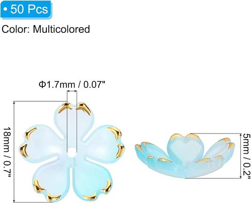 PATIKIL Acrylic Flower Beads, 50 Pcs 18mm Gold-Plated Gradient Cherry Blossom Floral Spacer Beads for Bracelets, Earrings, Necklaces, Jewelry Making and DIY Crafts, Multicolored in Saudi Arabia
