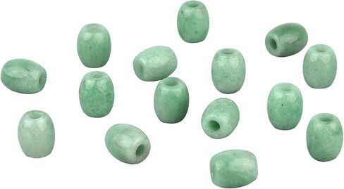 Amogeeli 15pcs Green Aventurine Stone Large Hole Barrel Loose Stone Beads for Jewelry Making, Roundelle European Big Hole Spacer Beads for Macrame Dread Hair Braids in Saudi Arabia