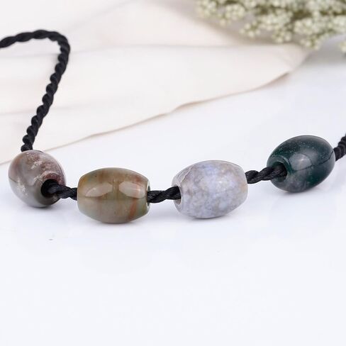 Amogeeli 15pcs Green Aventurine Stone Large Hole Barrel Loose Stone Beads for Jewelry Making, Roundelle European Big Hole Spacer Beads for Macrame Dread Hair Braids in Saudi Arabia