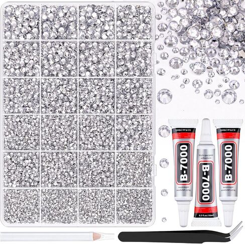 25000pcs راتنجات الراتنج مع ملاقط الصياغة ، والأحجار الكريمة الفضية الصافية ، والكريستال المفروم مع 3pcs 10 مل b7000 غراء المجوهر in Kuwait