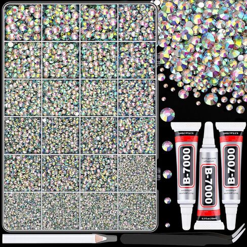 25000pcs راتنجات الراتنج مع ملاقط الصياغة ، والأحجار الكريمة الفضية الصافية ، والكريستال المفروم مع 3pcs 10 مل b7000 غراء المجوهر in Kuwait