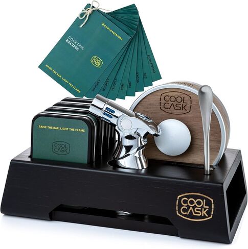 Cocktail Smoker Kit with Torch & 4 Wood Chip Flavours, Whiskey Smoker Infuser Kit for Smoked Old Fashioned, Bourbon Drinks, Without Butane, Cocktail Gift Set for Dad, Husband, Son - Silver in Saudi Arabia