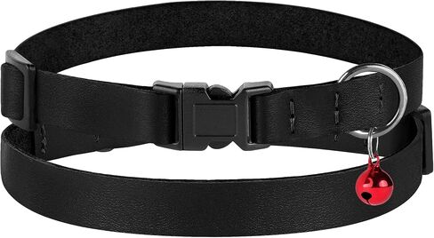 Muromto Leather Cat Collar Breakaway Adjustable Girl Boy Pet Collars for Cats Kitten Black Pink Green Brown Yellow Red White (Pink) in Saudi Arabia