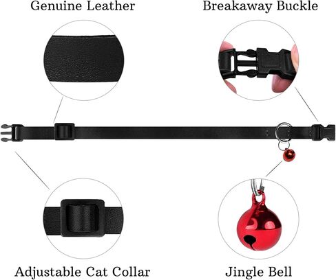 Muromto Leather Cat Collar Breakaway Adjustable Girl Boy Pet Collars for Cats Kitten Black Pink Green Brown Yellow Red White (Pink) in Saudi Arabia