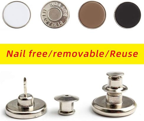 6Pcs Instant Buttons Adjustable Jean Button No Sew Metal Button Adds Or Reduces an Inch to Any Pants Waist in Seconds（Z056） in Saudi Arabia