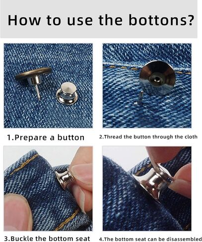 6Pcs Instant Buttons Adjustable Jean Button No Sew Metal Button Adds Or Reduces an Inch to Any Pants Waist in Seconds（Z056） in Saudi Arabia