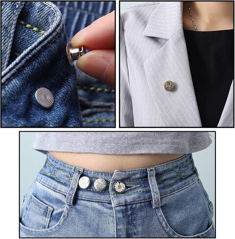 6Pcs Instant Buttons Adjustable Jean Button No Sew Metal Button Adds Or Reduces an Inch to Any Pants Waist in Seconds（Z056） in Saudi Arabia