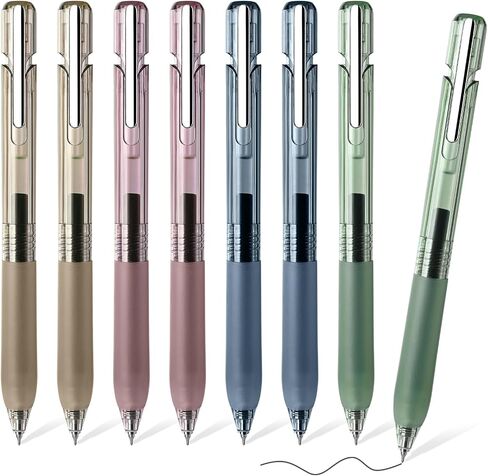 BAYTORY 8Pcs Gel Pens, 0.5mm Black Ink Pen Fine Point, Quick Dry Smooth Writing Gel Ink Pens No Bleed, Retractable Pens for Journaling Note Taking Sketching (Multicolor Pen Shafts) in Saudi Arabia