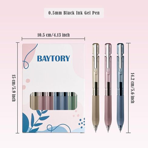 BAYTORY 8Pcs Gel Pens, 0.5mm Black Ink Pen Fine Point, Quick Dry Smooth Writing Gel Ink Pens No Bleed, Retractable Pens for Journaling Note Taking Sketching (Multicolor Pen Shafts) in Saudi Arabia
