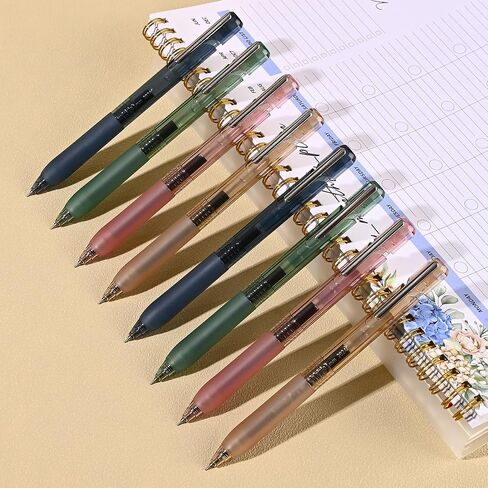 BAYTORY 8Pcs Gel Pens, 0.5mm Black Ink Pen Fine Point, Quick Dry Smooth Writing Gel Ink Pens No Bleed, Retractable Pens for Journaling Note Taking Sketching (Multicolor Pen Shafts) in Saudi Arabia