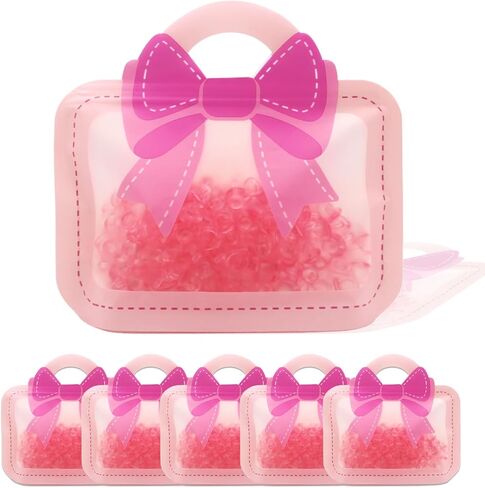30 Pack Cartoon Bow Goodie Bags Kids Girls Birthday Gift Bags with Handle Ziplock Seal Bag Smell Proof Resealable Packaging Storage For Home Baby Shower Favors Gender Reveal Party Decoration in Kuwait