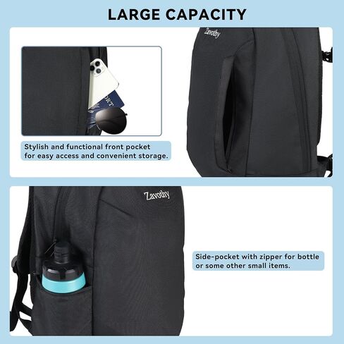 Zavothy Women's Women's Convertible Daypack حقيبة حمل كبيرة للنساء مع حقيبة ظهر للكلية المحمولة للرجال للرجال العمل على الظهر الحاسوبية تناسب 17 بوصة أسود in Kuwait