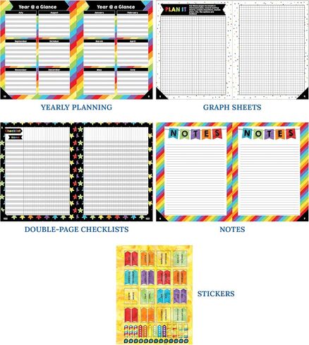 Happily Ever Elementary Retro Remix Teacher Planner, Undated 8" x 11" Planner, Daily Planner, Weekly Planner & Monthly Planner With Planner Stickers, Classroom Management School Supplies in Saudi Arabia