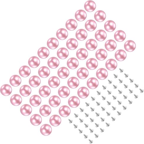 Kozelo 50 Set Pearl Rivet Studs Kit - [8mm x 5mm x 5mm] Pearl Rivets Faux Pearls Rivets Pink for DIY Decoration Crafts Use, ABS Material, Lattice Pattern in Saudi Arabia