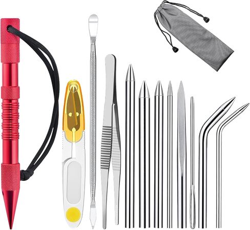 MONOBIN 12 Pcs Paracord FID Set Paracord Tools with Stainless Steel Knotter Marlinspike, Paracord Stitching Lacing Needles for Paracord Work Leather Weaving in Saudi Arabia