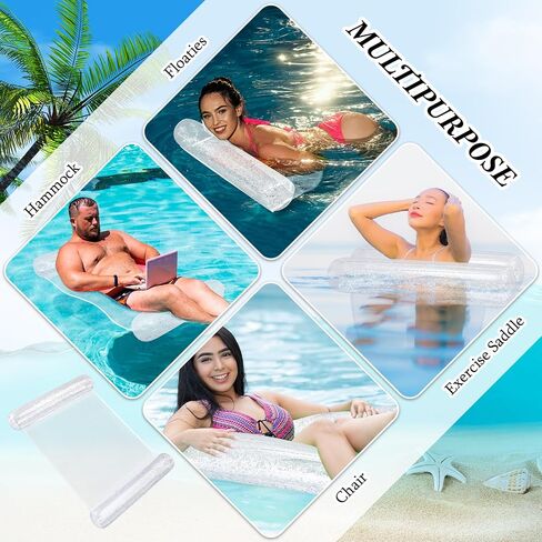 Sratte Pool Float Glitter Water Hammock Pool Loungers Inflatable Swimming Pool Hammock Multi-Purpose Water Floaties for Adults Lake Pool Summer Accessories Party in Saudi Arabia