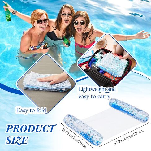 Sratte Pool Float Glitter Water Hammock Pool Loungers Inflatable Swimming Pool Hammock Multi-Purpose Water Floaties for Adults Lake Pool Summer Accessories Party in Saudi Arabia