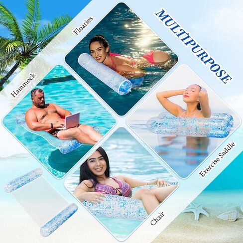 Sratte Pool Float Glitter Water Hammock Pool Loungers Inflatable Swimming Pool Hammock Multi-Purpose Water Floaties for Adults Lake Pool Summer Accessories Party in Saudi Arabia