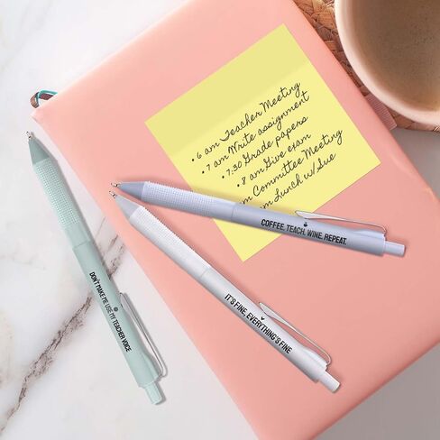 Multi Color Pastel Snarky Teacher Gel Pen Set / 5 Black Ink Gel Glide Pens/Funny Educator Office Supplies/Teacher Appreciation Gift in Saudi Arabia