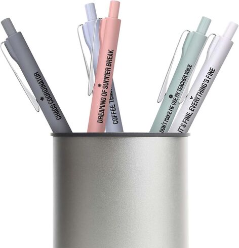 Multi Color Pastel Snarky Teacher Gel Pen Set / 5 Black Ink Gel Glide Pens/Funny Educator Office Supplies/Teacher Appreciation Gift in Saudi Arabia
