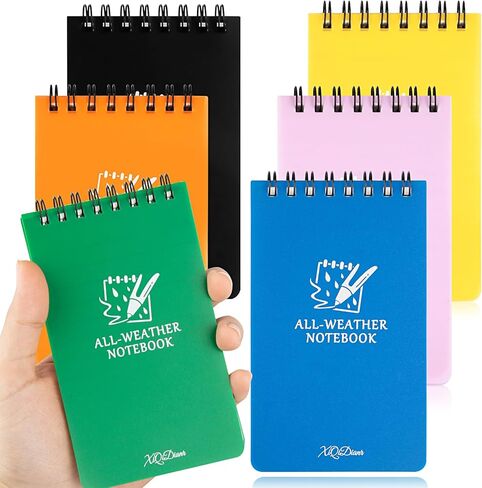 Waterproof Pocket Notebook, All Weather 3x5 Small Notebooks with Lined Pages, Pocket Notepads, Small Top Spiral Notebook Little Mini Memo Steno Note Pads for Home Office College School Outdoor(6 Pack) in Kuwait
