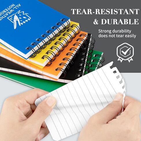 Waterproof Pocket Notebook, All Weather 3x5 Small Notebooks with Lined Pages, Pocket Notepads, Small Top Spiral Notebook Little Mini Memo Steno Note Pads for Home Office College School Outdoor(6 Pack) in Kuwait