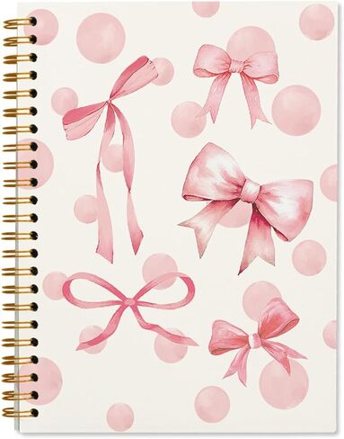 Coquette Pink Bow Notebook, Preppy Notebook, Girly Notebook, Pink Aesthetic Notebook, Pink Desk Accessories for Women, Preppy Office Supplies, Bow School Supplies 5.5x8.3 in Kuwait