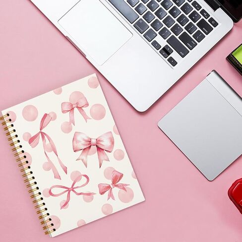 Coquette Pink Bow Notebook, Preppy Notebook, Girly Notebook, Pink Aesthetic Notebook, Pink Desk Accessories for Women, Preppy Office Supplies, Bow School Supplies 5.5x8.3 in Kuwait