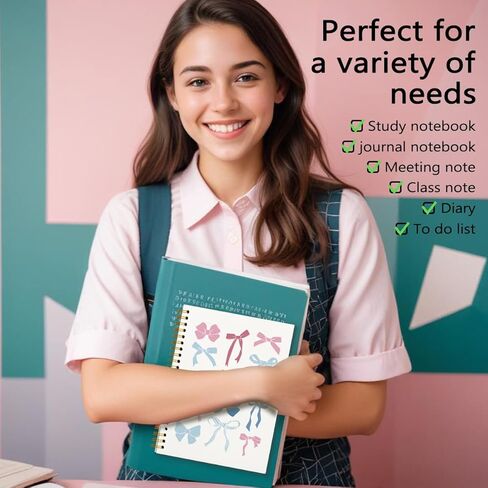 Coquette Pink Bow Notebook, Preppy Notebook, Girly Notebook, Pink Aesthetic Notebook, Pink Desk Accessories for Women, Preppy Office Supplies, Bow School Supplies 5.5x8.3 in Kuwait