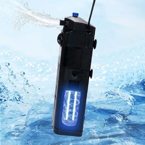 مرشح UV Aquarium لخزانات 40-80 جالون ، آلة القتل الخضراء | 211GPH ، 8W مضخة الغاطسة