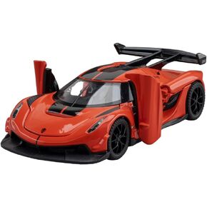 طراز سيارات لعبة Koenigsegg Jesko Orange Alloy Collectibles يموت مركبات الصب مع الصوت والضوء