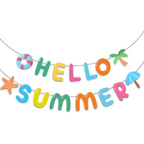 Hello Summer Banner,Summer Party Decorations
