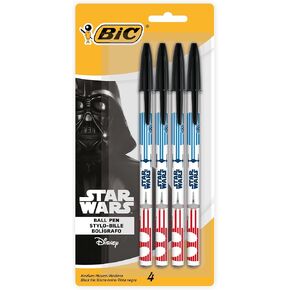 حرب النجوم قلم الكرة BIC ، متوسط ​​نقطة (1.0 مم) ، أسود ، 4 عمال