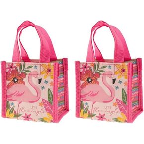 Karma Reusable Gift Bags - Tote Bag and Gift Bag with Handles - Perfect for Birthday Gifts and Party Bags RPET 1 Flamingo Tiny (Pack of 2)