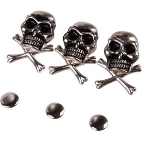 10SET Silver Silver Skull و Crossbones Rivets Leathercraft Brads Conchos Nailheads DP256