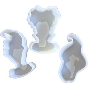 Witches 3 Sisters Halloween Car Freshie Silicone Mold | 3 Pk | Collection of Sanderson for Scented Aroma Beads Car Candle, Heat Resistant to 450 F Bake Oven Safe Fall