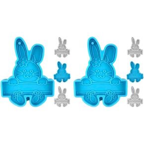 8 PCS قالب سحر أرنب سيليكون لعلاقة سلسلة مفاتيح عيد الفصح ، وألوان متنوعة ، 2.91 × 24 × 0.47 بوصة ، وصياغة راتنجات DIY ، ومرنة وقابلة لإعادة الاستخدام ، مثالية للزخارف عيد الفصح ، و
